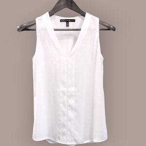 WHBM NWOT 00 V-Neck Pleat Blouse Top White Style# 570258495